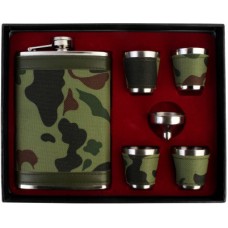 7Trees AND002475 Stainless Steel Army Camouflage 9 Oz/266 ml Hip Flask   4 Shot Glasses   Funnel Hip Flask(266 ml)
